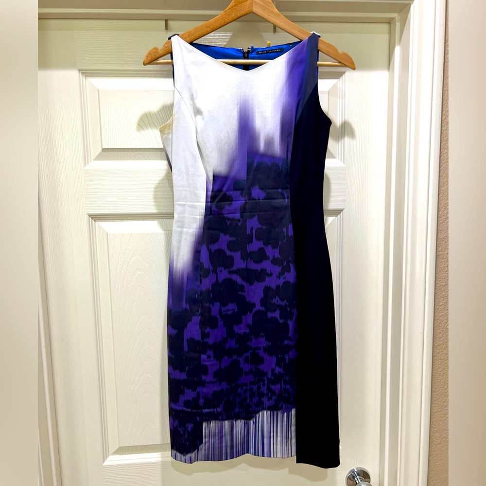 Elie Tahari Sleeveless Purple, Blue, Black White Dress Size 0